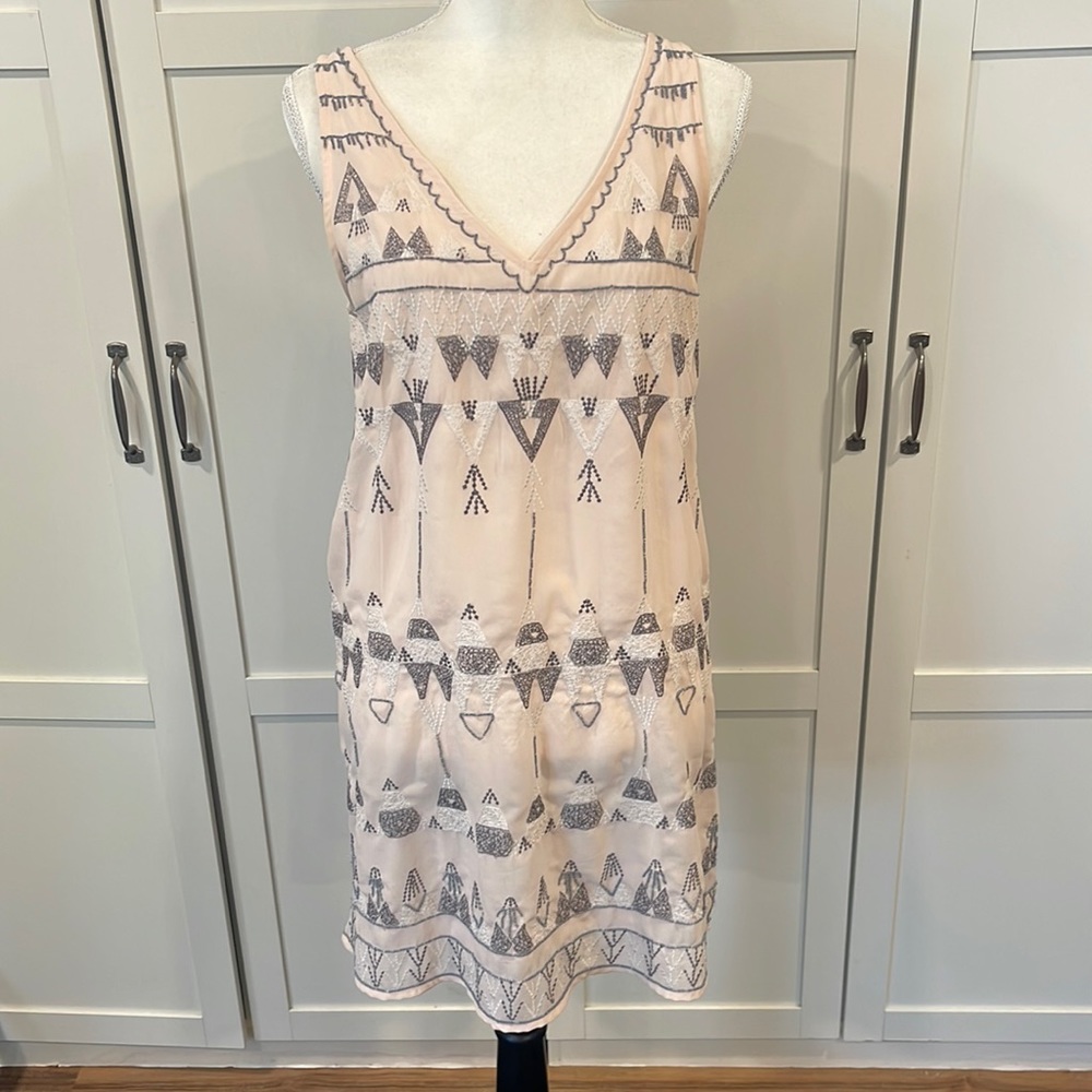 Free People Embroidered and Beaded Mini Dress